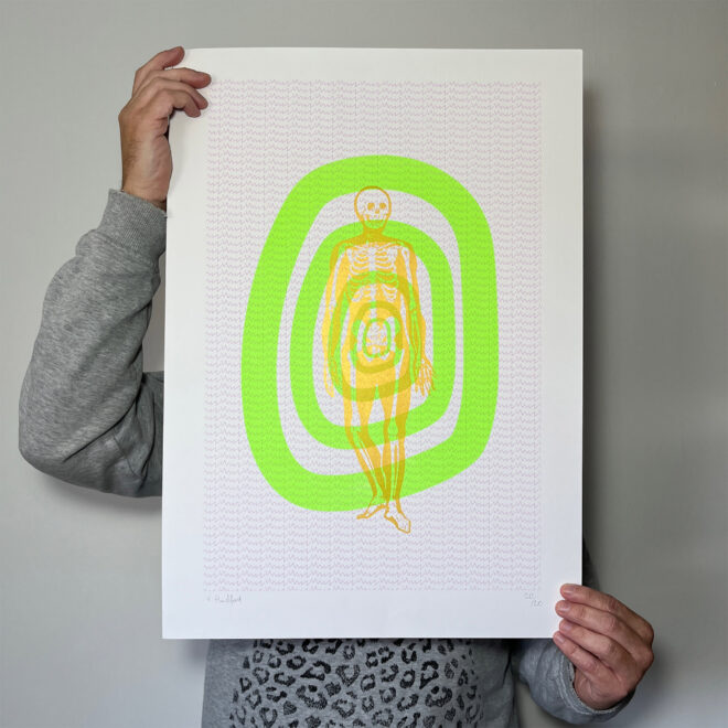Screen Printed Poster - Skeleton Neon - main image