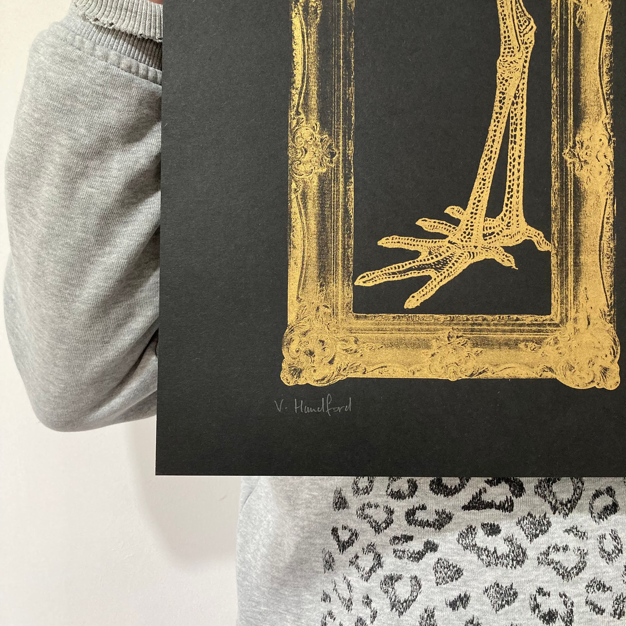 Screen Printed Monkey Poster - Fly My Pretties (Gold On Black) - Image 3
