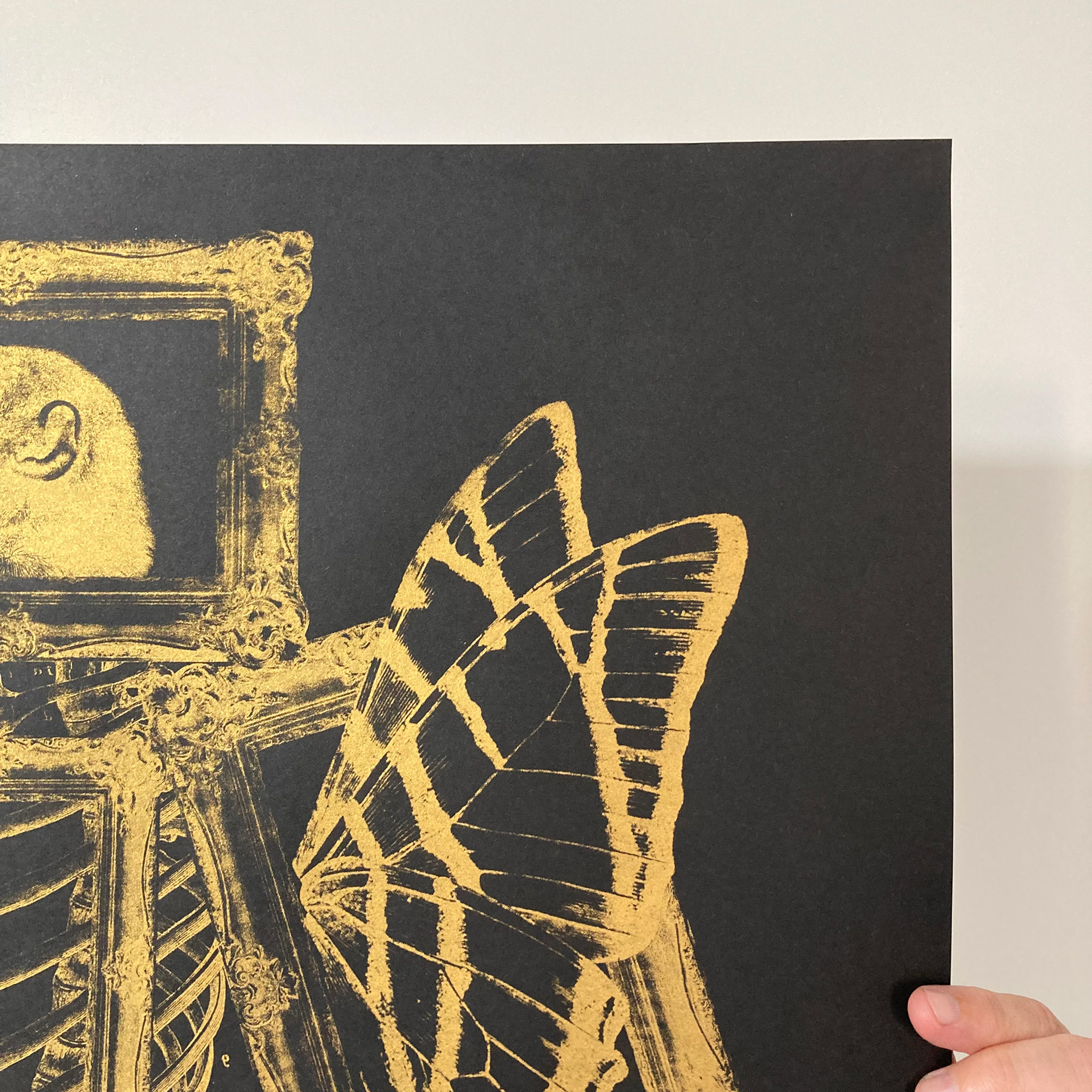 Screen Printed Monkey Poster - Fly My Pretties (Gold On Black) - Image 4