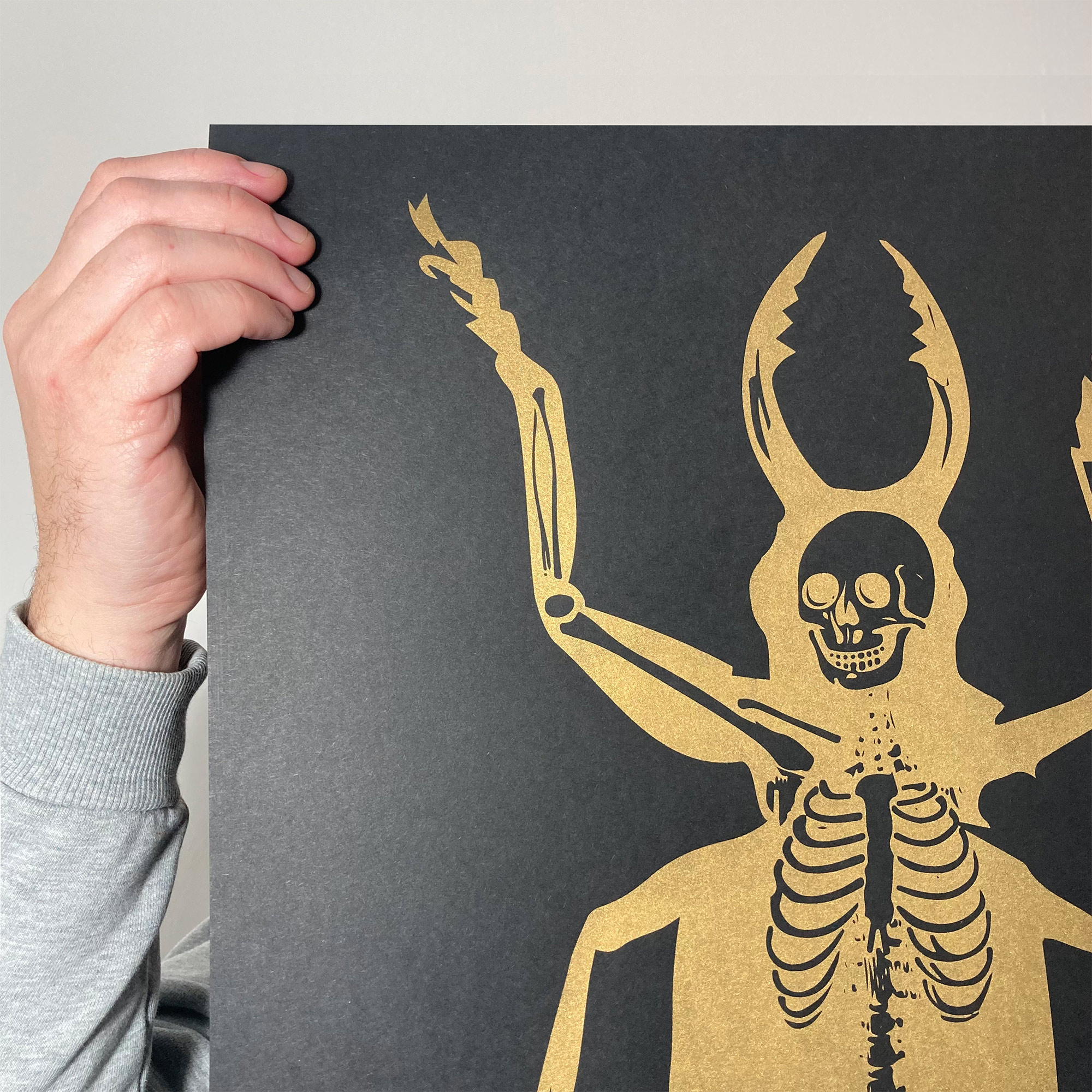Screen Printed Insect Poster - Metamorphosis (Large Gold) Left Crop 2