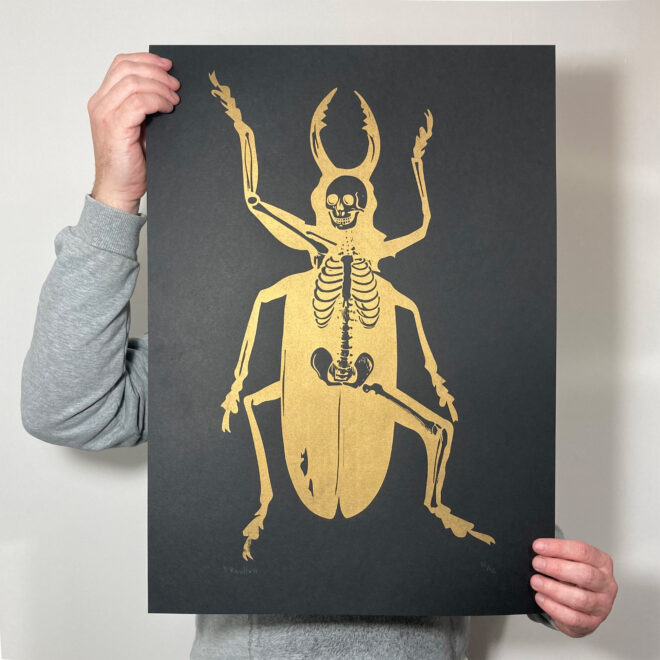 Screen Printed Insect Poster - Metamorphosis (Large Gold) Main Image