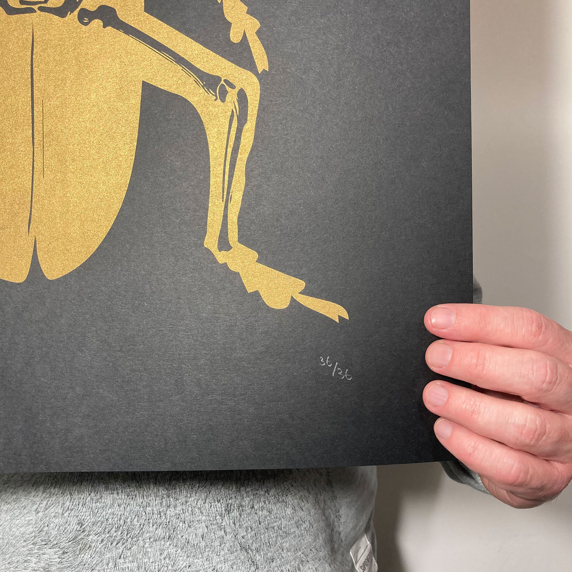 Screen Printed Insect Poster - Metamorphosis (Large Gold) Right Crop