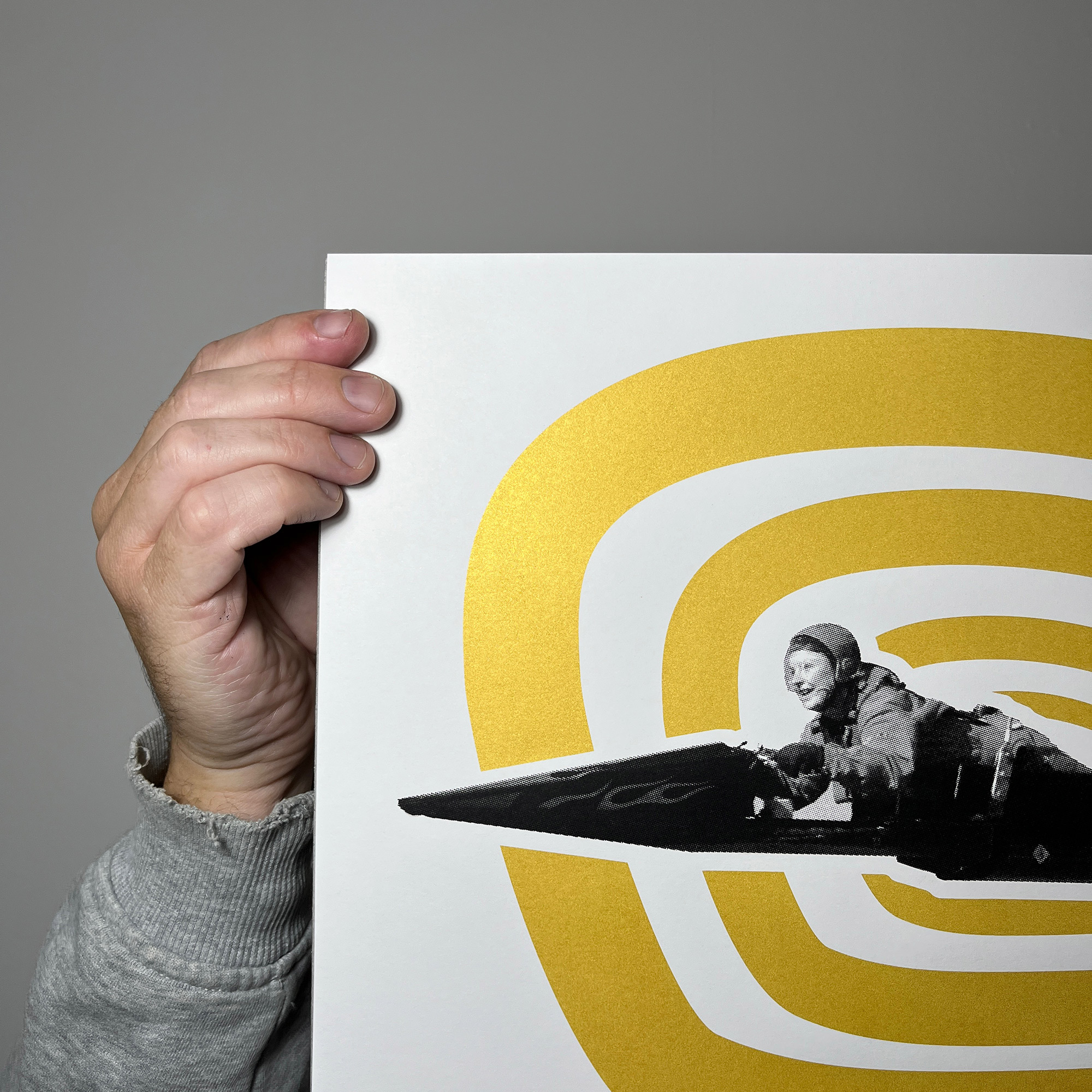 Rocket Lady (Gold) - Screen Printed Poster - left close up