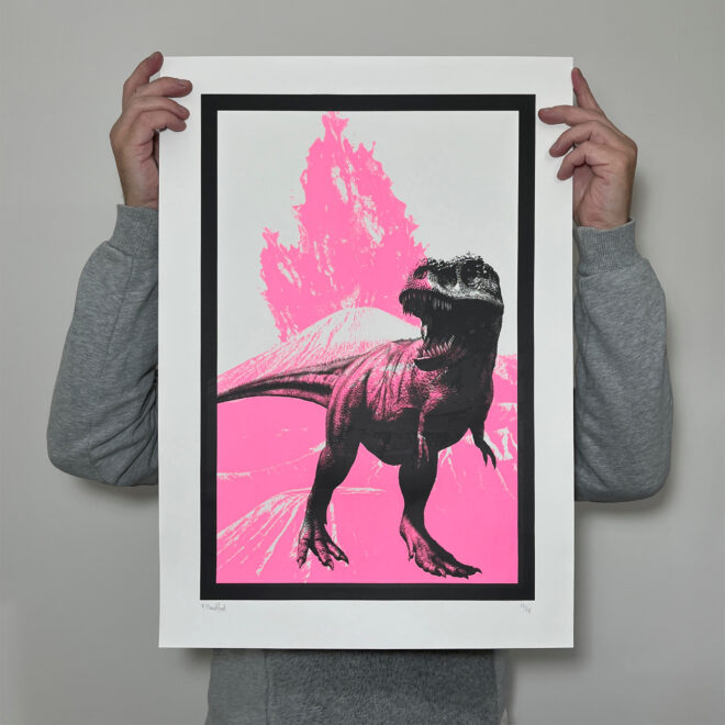 T-Rex-Large-Pink_Main-Image_screen printed poster