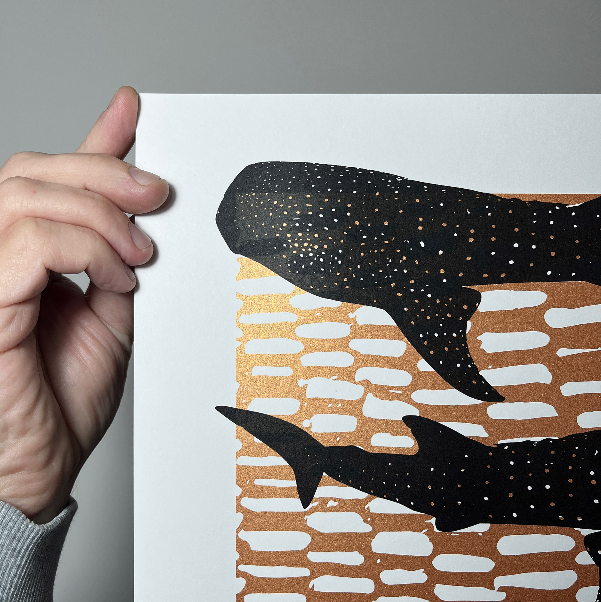 Whale Shark Shiver - Screen Printed Poster - left close up