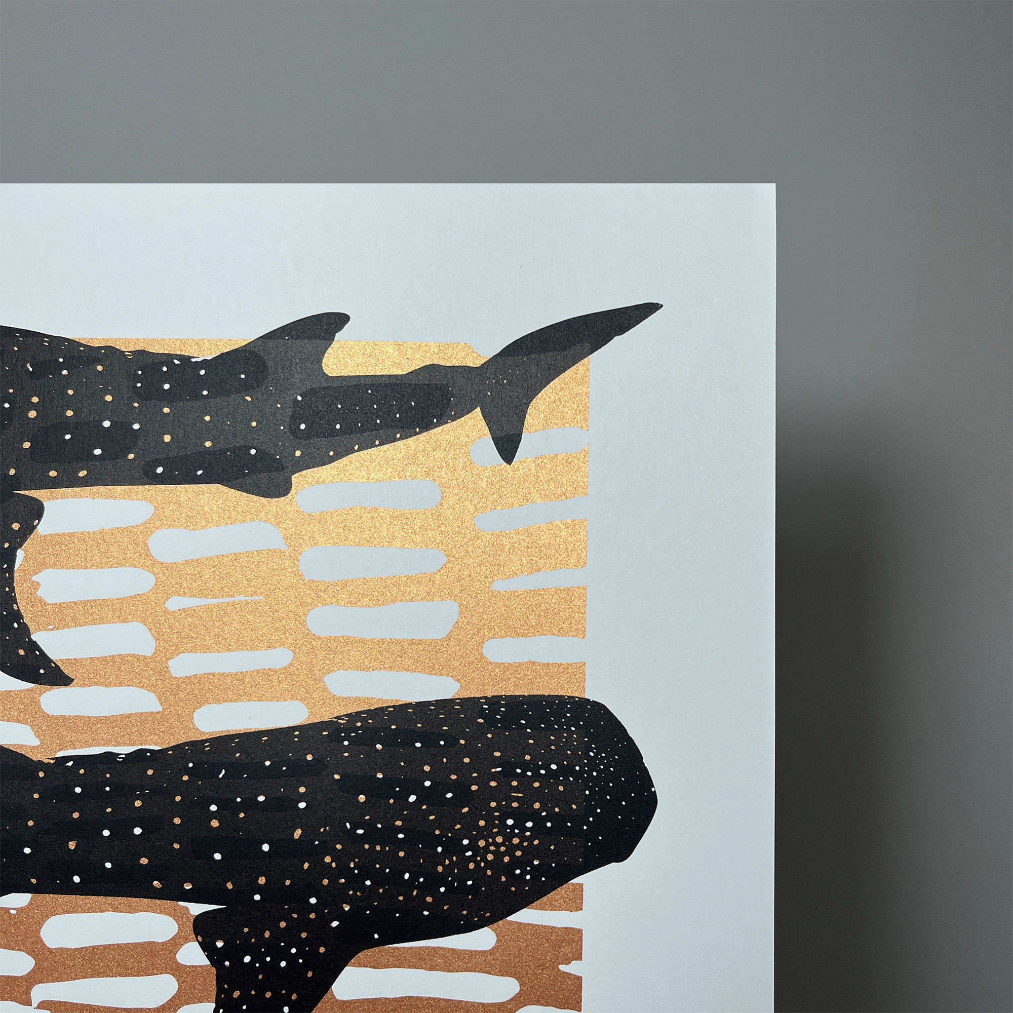 Whale Shark Shiver - Screen Printed Poster - right close up