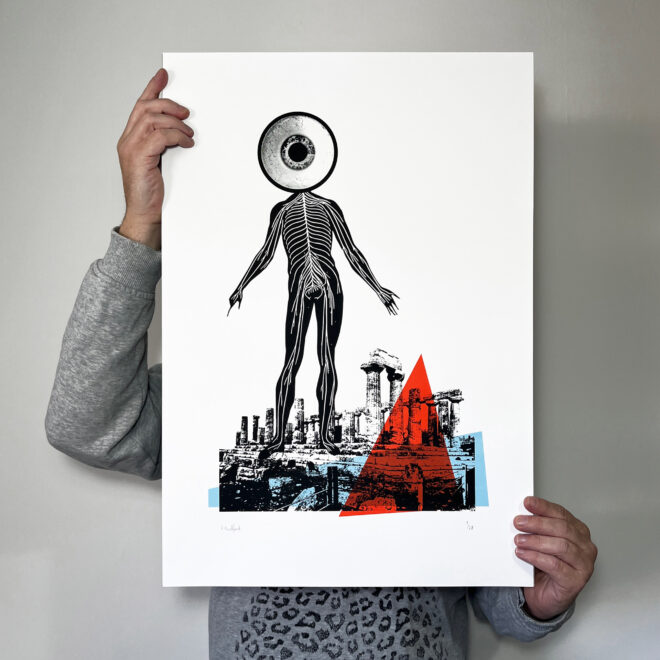 Screen Printed Poster - Cyclops - Red Blue Black (Large)_main image