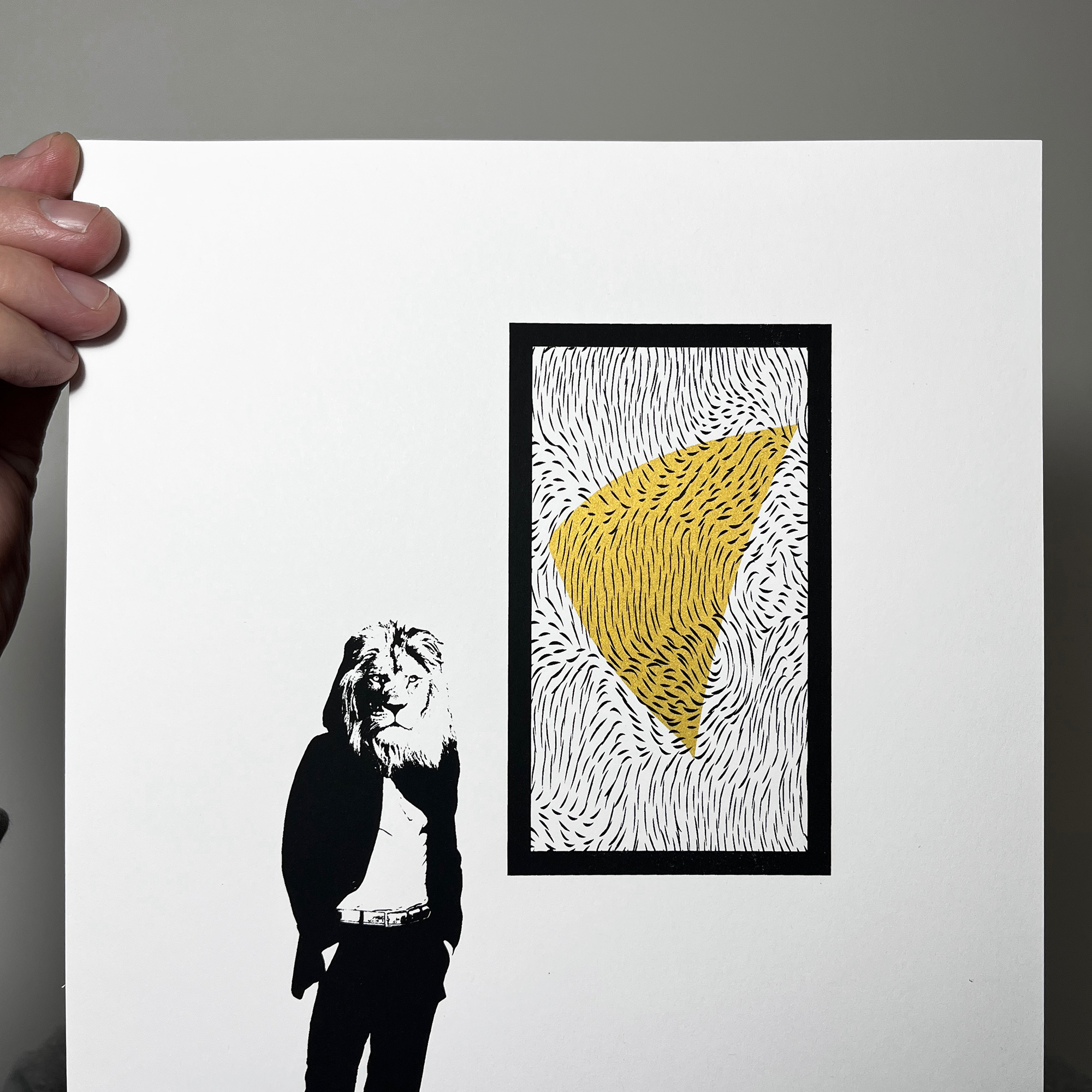 Lion Abstract - Screen Printed Poster - Close up top