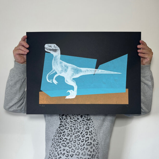 Great White Raptor - Dinosaur Screen Printed Poster - main image