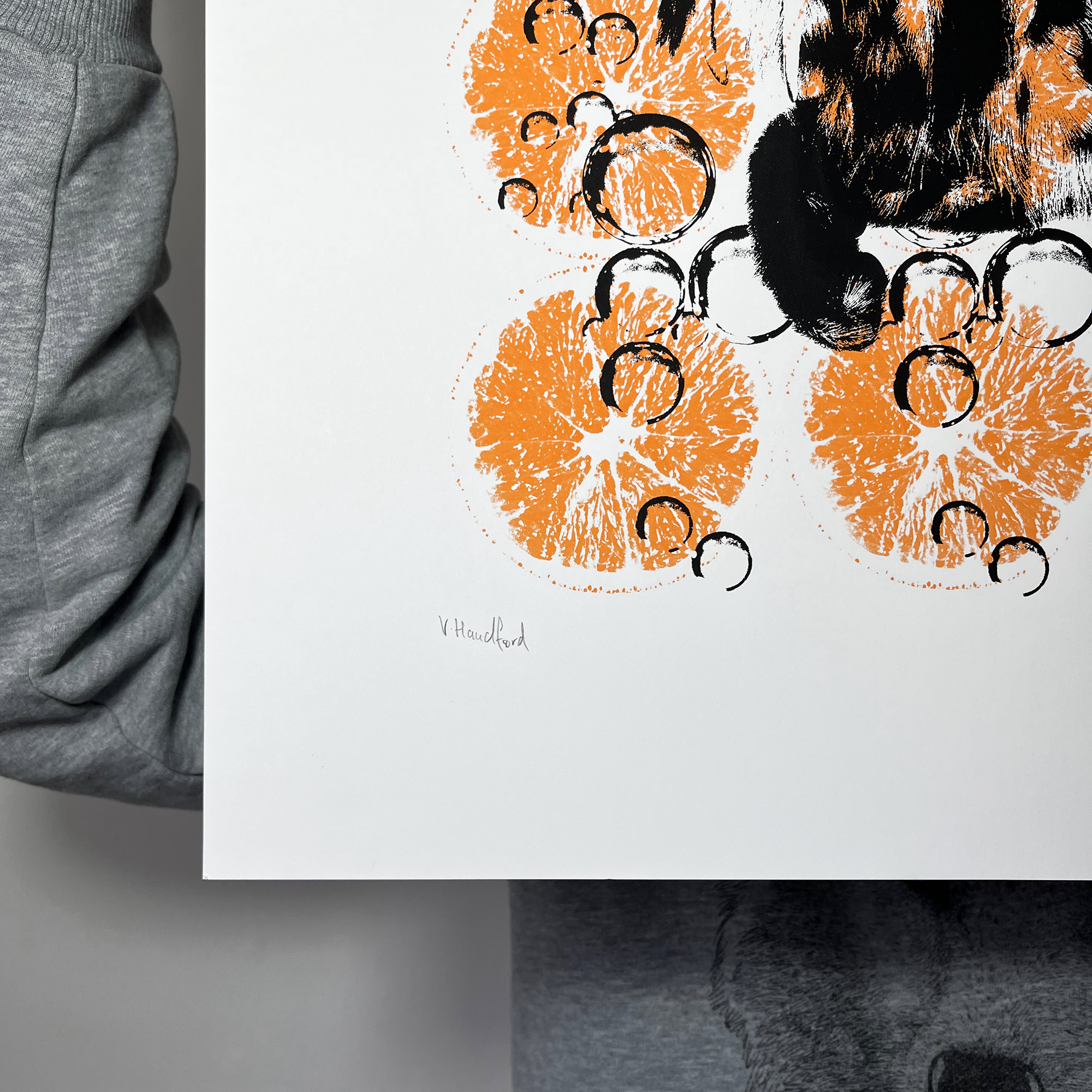 Fizzy Orange Sabre Tooth - Large - Screen printed poster - hand signed