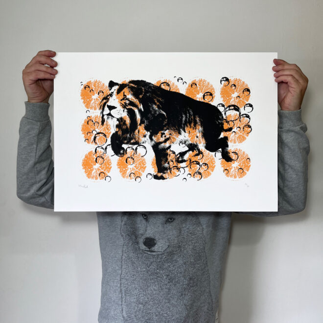 Fizzy Orange Sabre Tooth - Large - Screen printed poster - main image