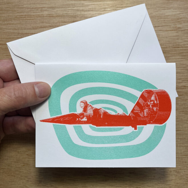 Rocket Lady - Screen Printed Greetings Card
