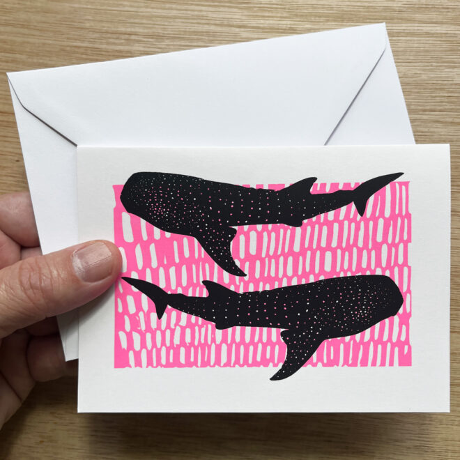 Whale Sharks - Screen Printed Greetings Card