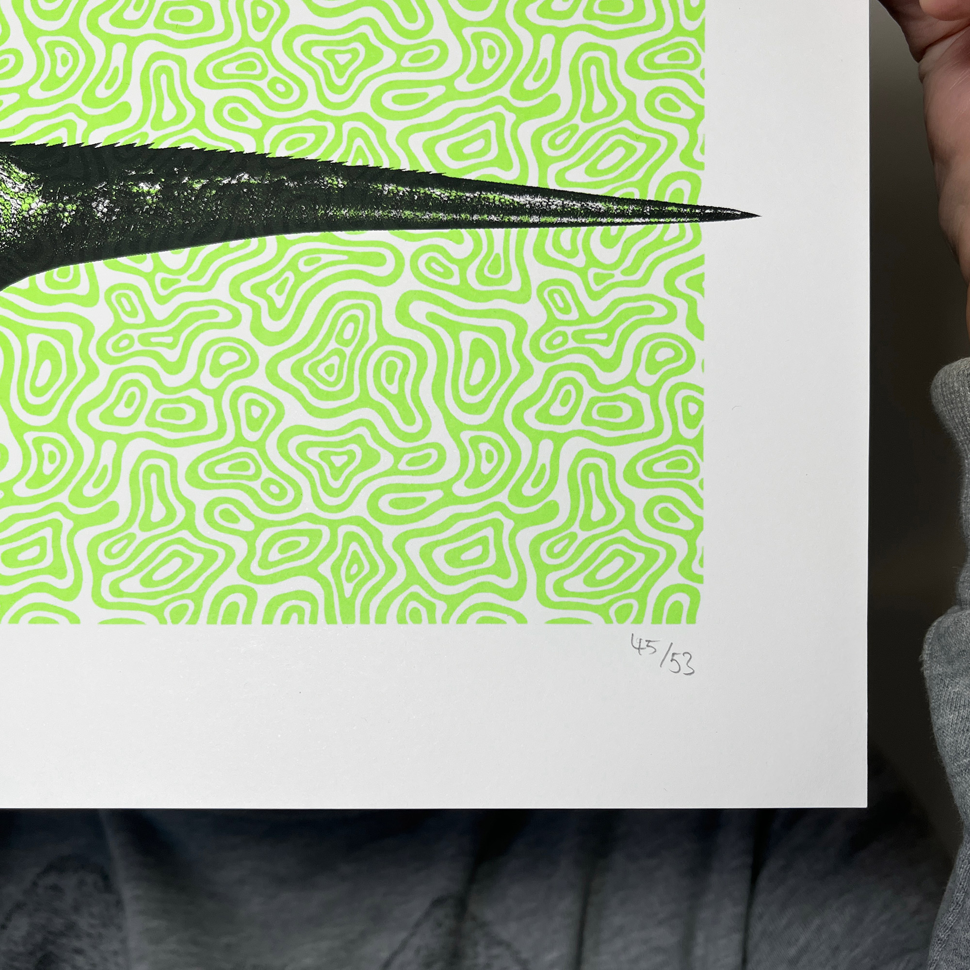 I Am Raptor - Screen Printed Dinosaur Poster - Neon Green and Black - individually hand numbered. Limited edition of 53