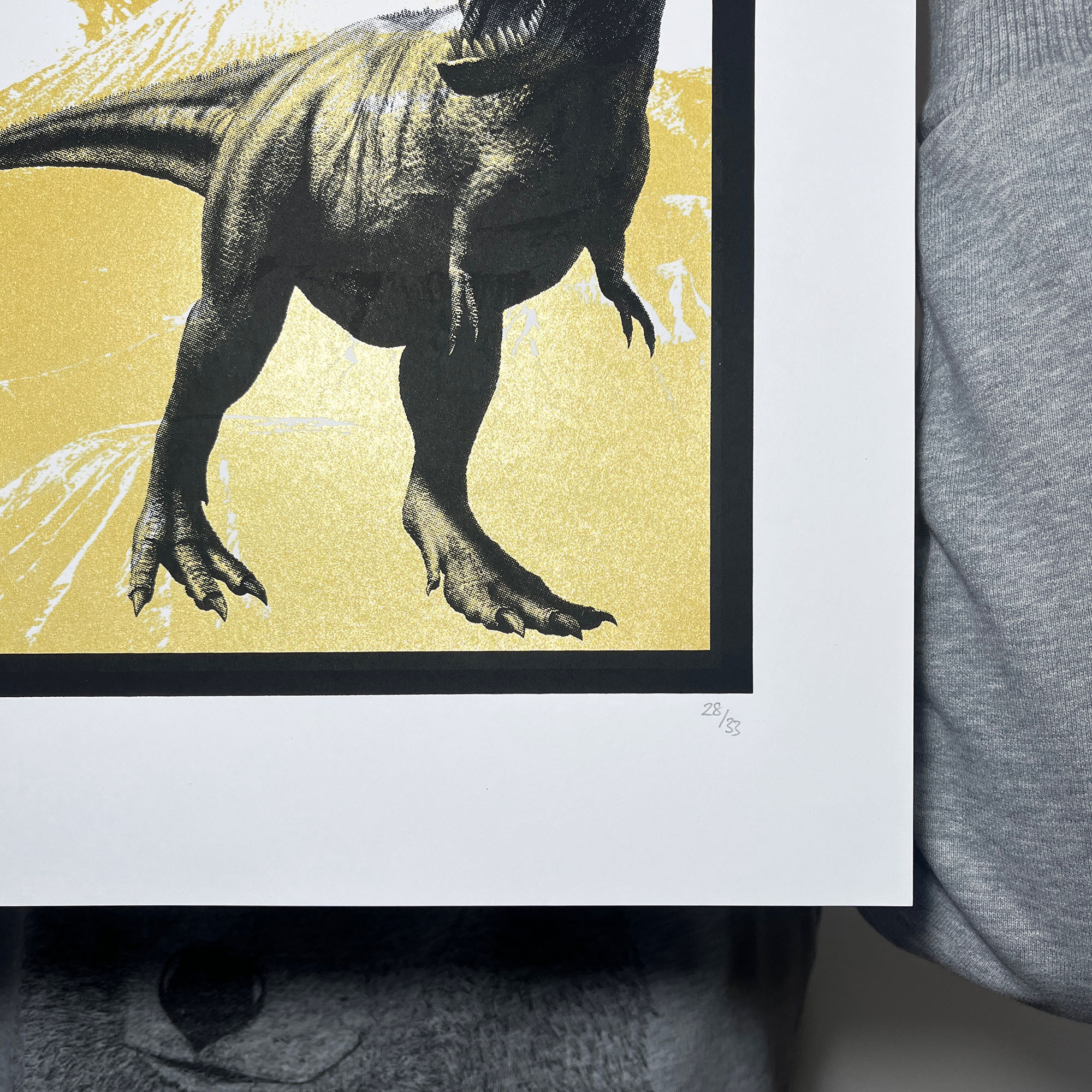 T Rex (Medium Gold) - Screen Printed Dinosaur Poster - hand numbered. Limited edition of 33