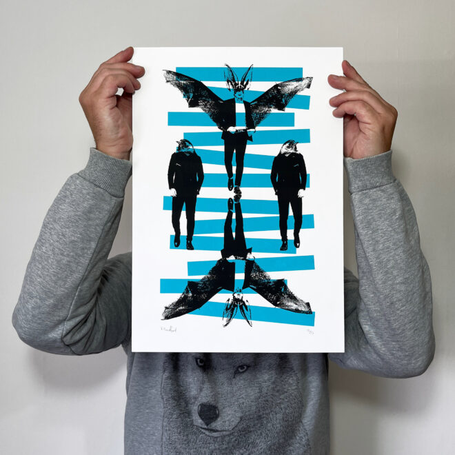 Bats and Robins (Black and Blue) - Screen Printed Poster - main image