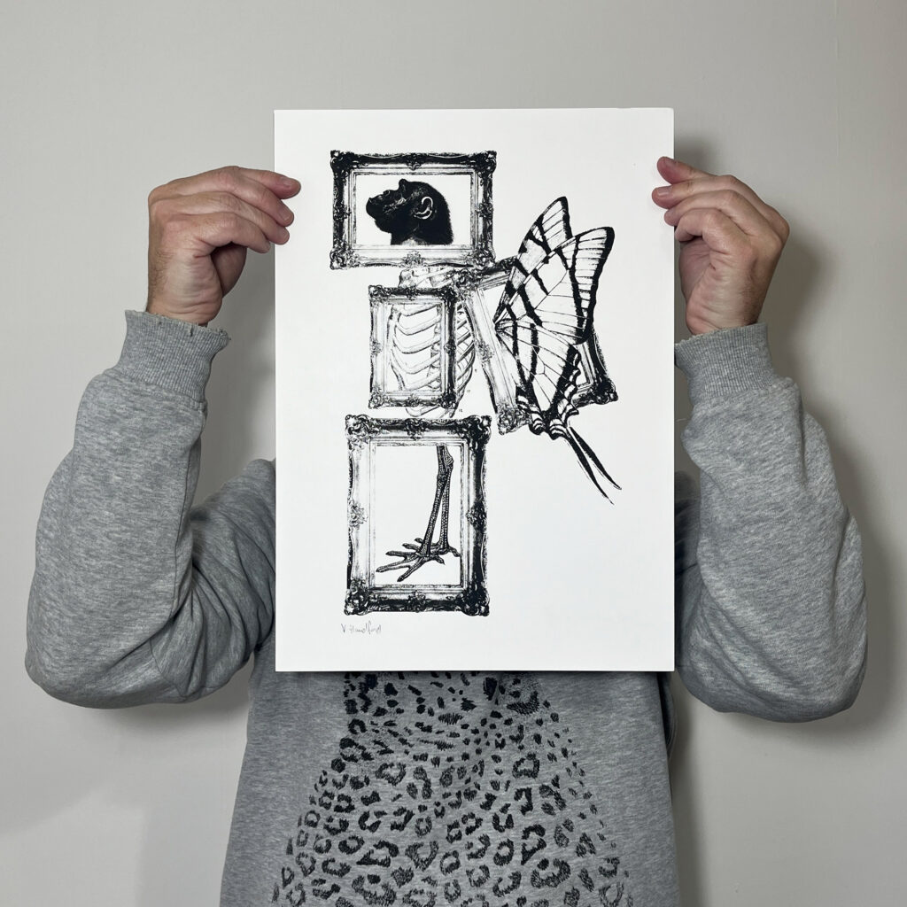 Second_Screen Printed Monkey Poster - Fly My Pretties (Medium Black) - main image