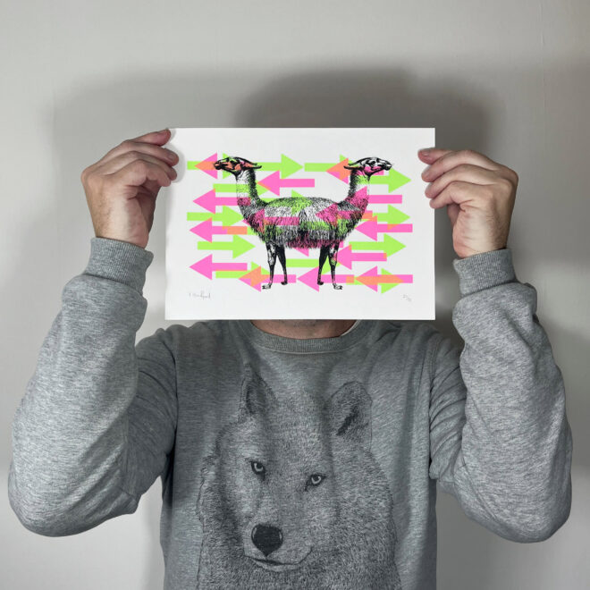 Push Me Pull You Mini - Screen Printed Poster - scale shot