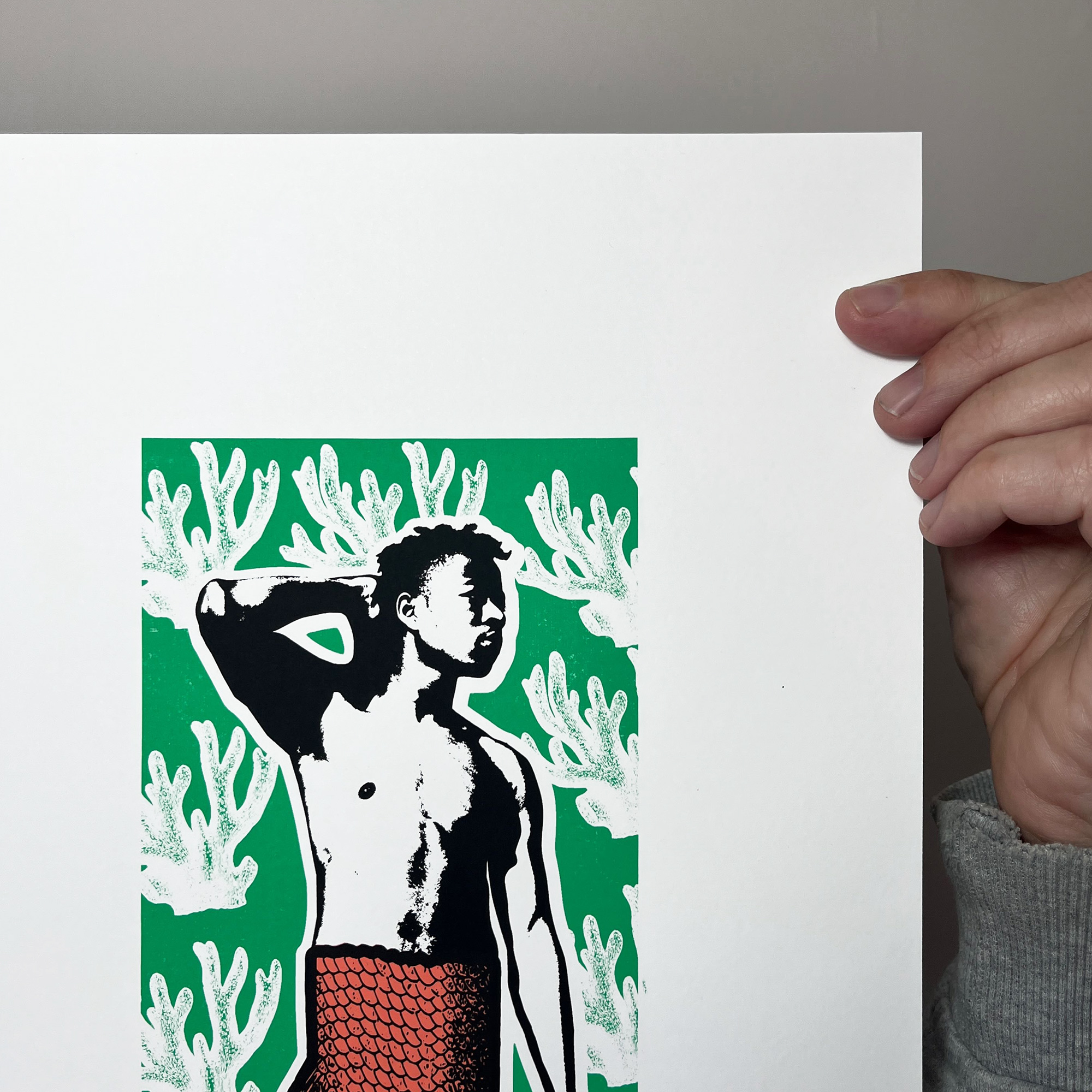 Mermen - Screen Printed Poster - right close up detail shot