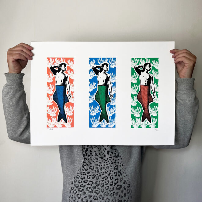 Mermen - Screen Printed Poster - scale shot