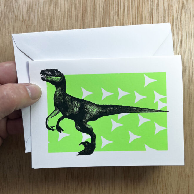 Raptor v2 - Screen Printed Greetings Card