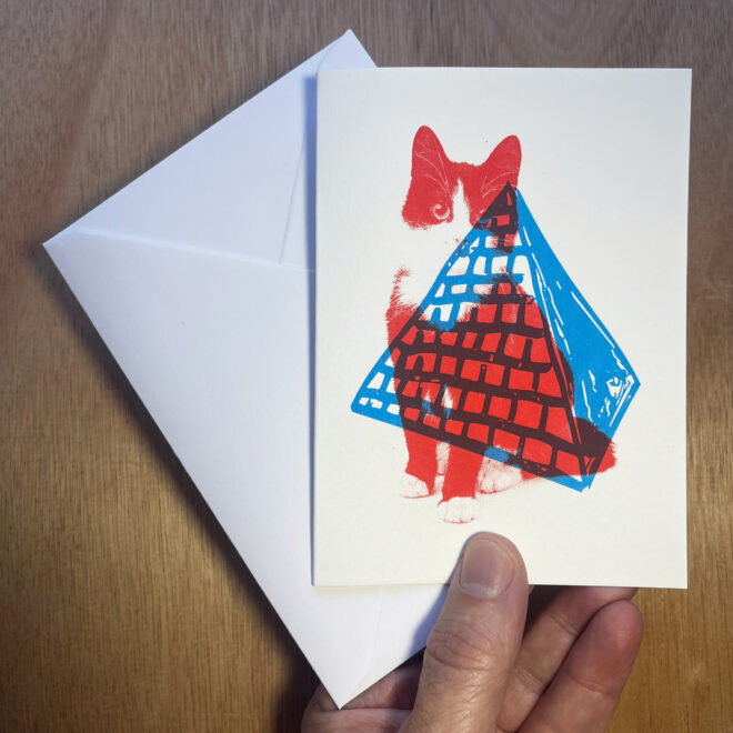 Cat Pyramids - Screen Printed Greetings Card_v2