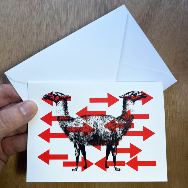 Push Me Pull You - Screen Printed Greetings Card