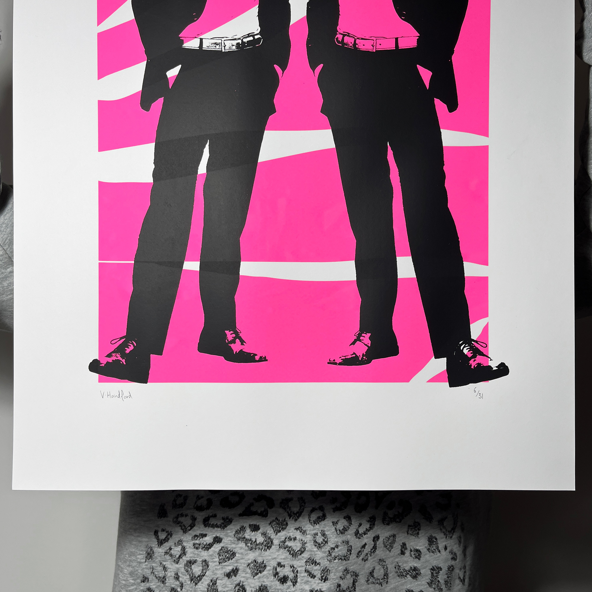 Disco Cats_Large Screen Printed Poster - close up detail shot bottom