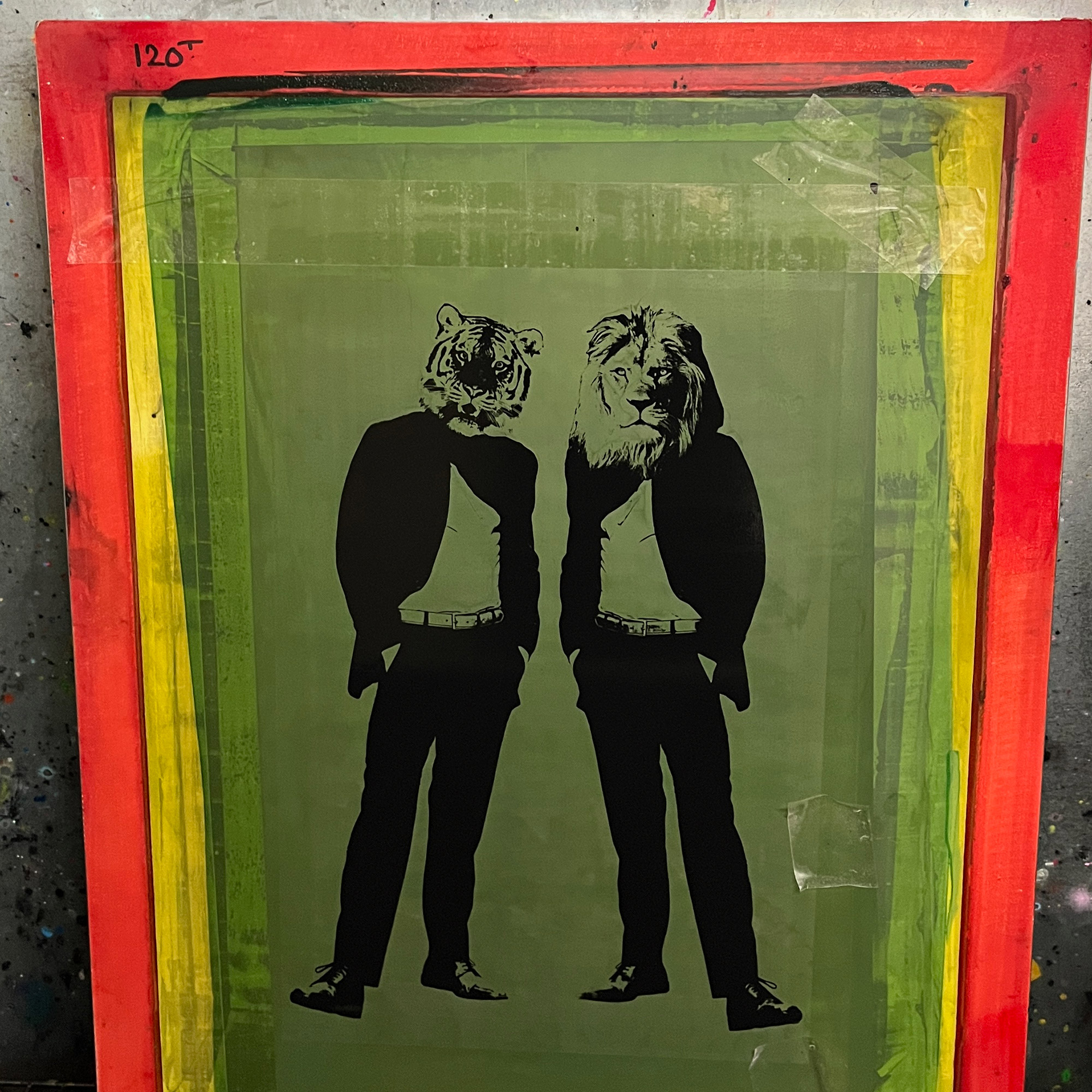 Disco Cats_Large Screen Printed Poster - process shot 2
