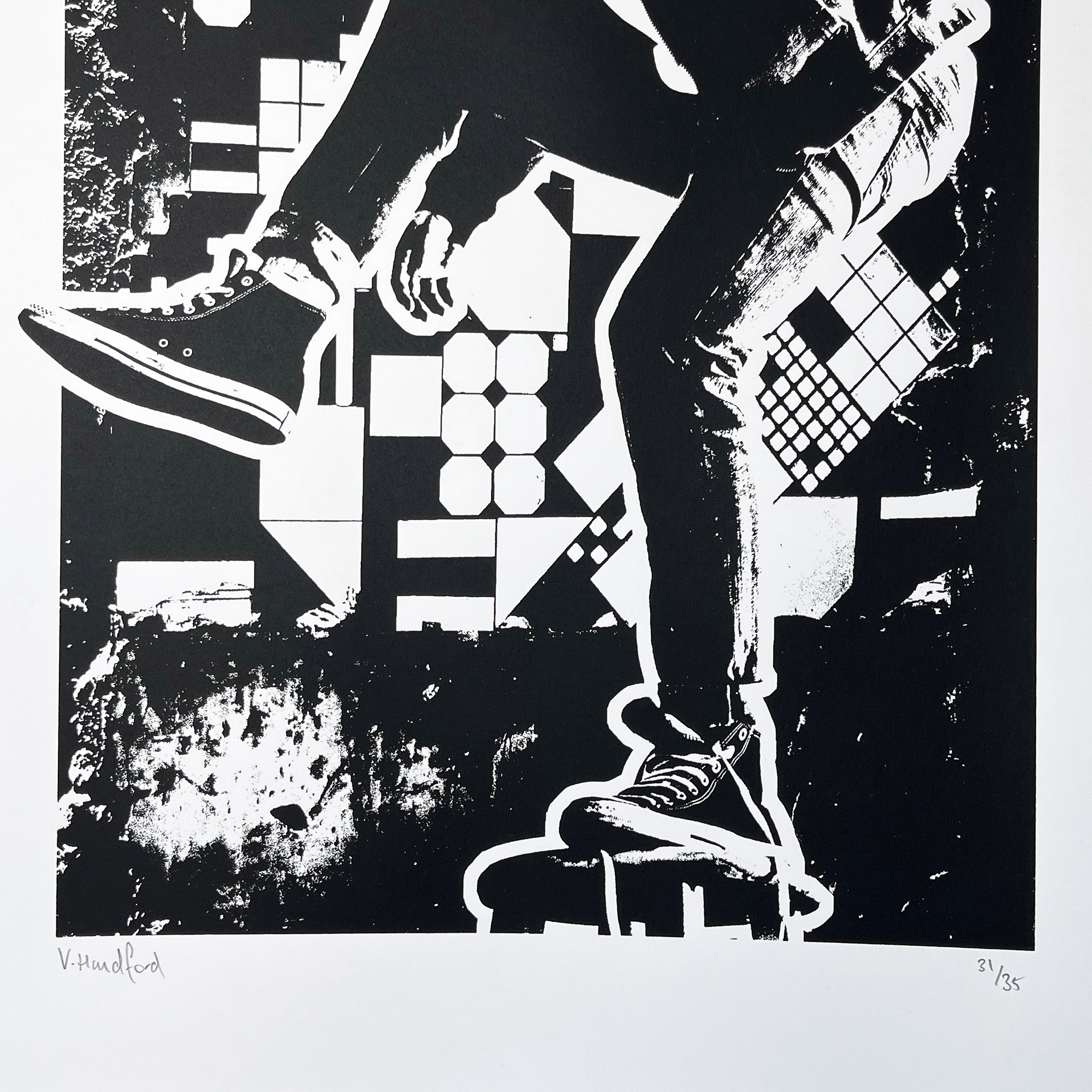 Minotaur Rock - Screen Printed Poster - close up detail shot bottom
