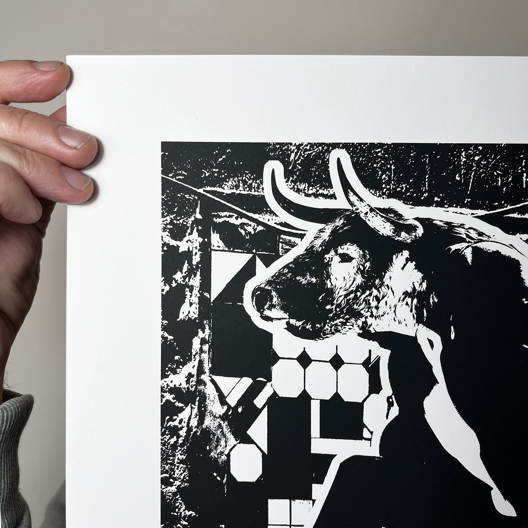 Minotaur Rock - Screen Printed Poster - close up detail shot top left