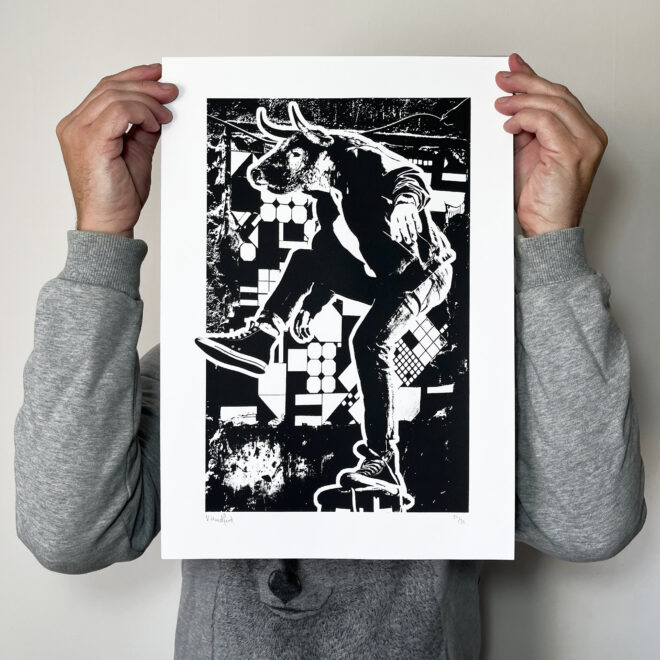 Minotaur Rock - Screen Printed Poster - scale shot