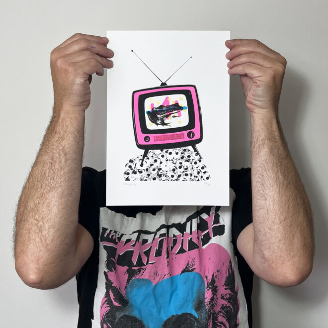 Froggy Vision - Screen Printed Poster - Mini - A4 Size - scale shot