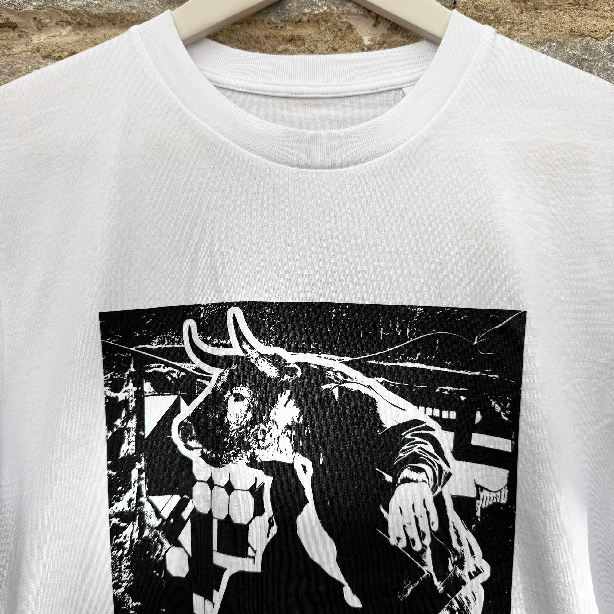 Minotaur Rock - Organic Cotton T Shirt - close up detail shot top