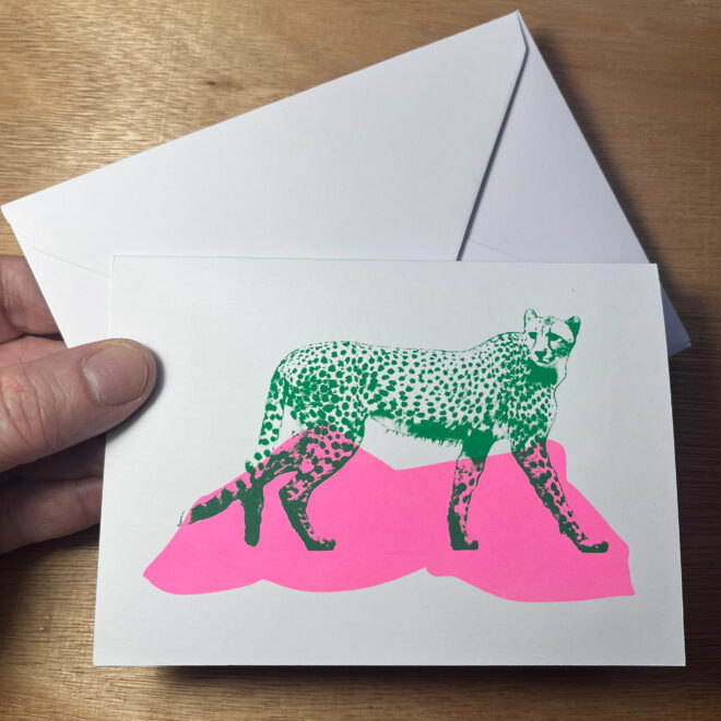 Cheetah - Screen Printed Greetings Card