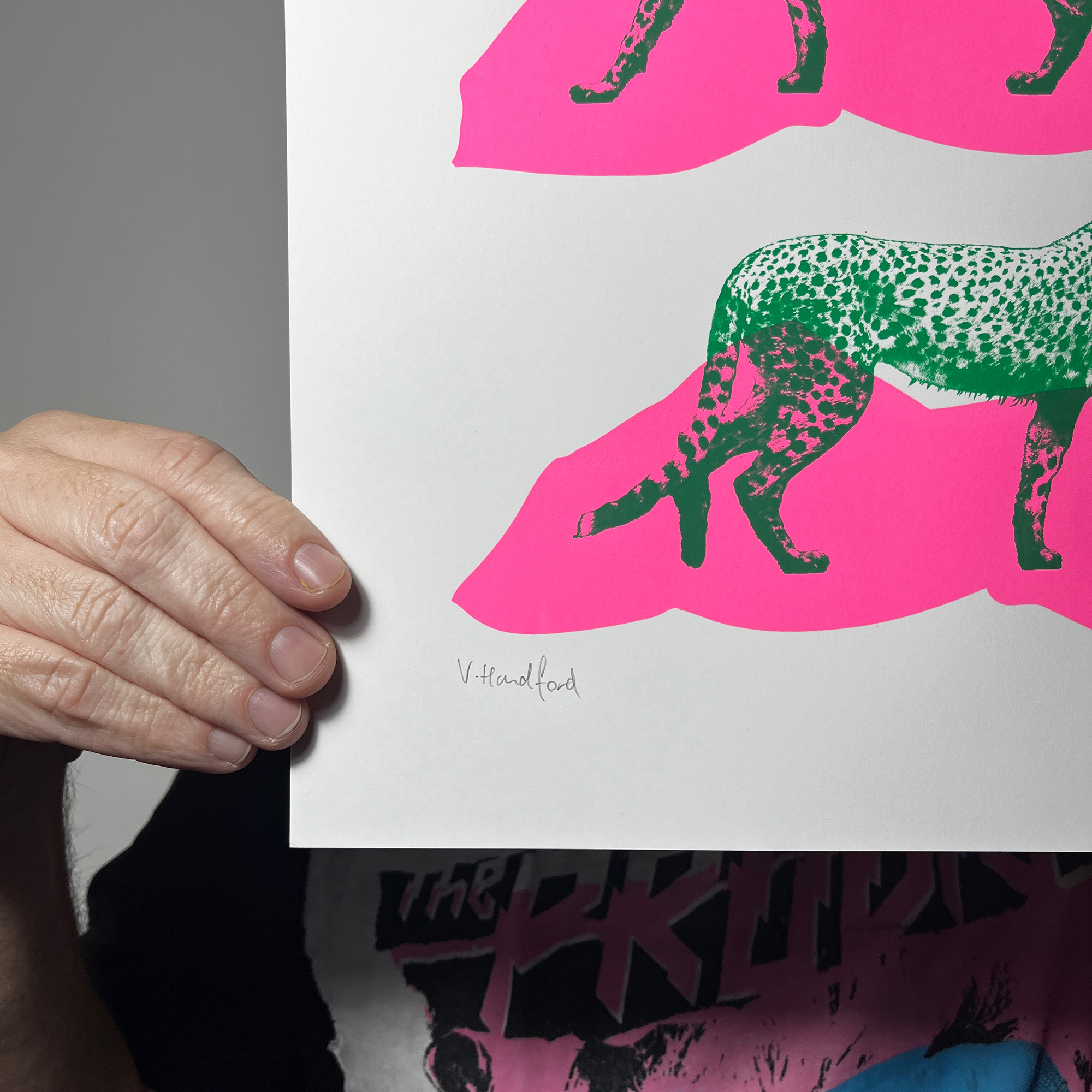 Triple Cheetahs - Screen Printed Cheetah Poster - A3 Size - hand signed limited edition