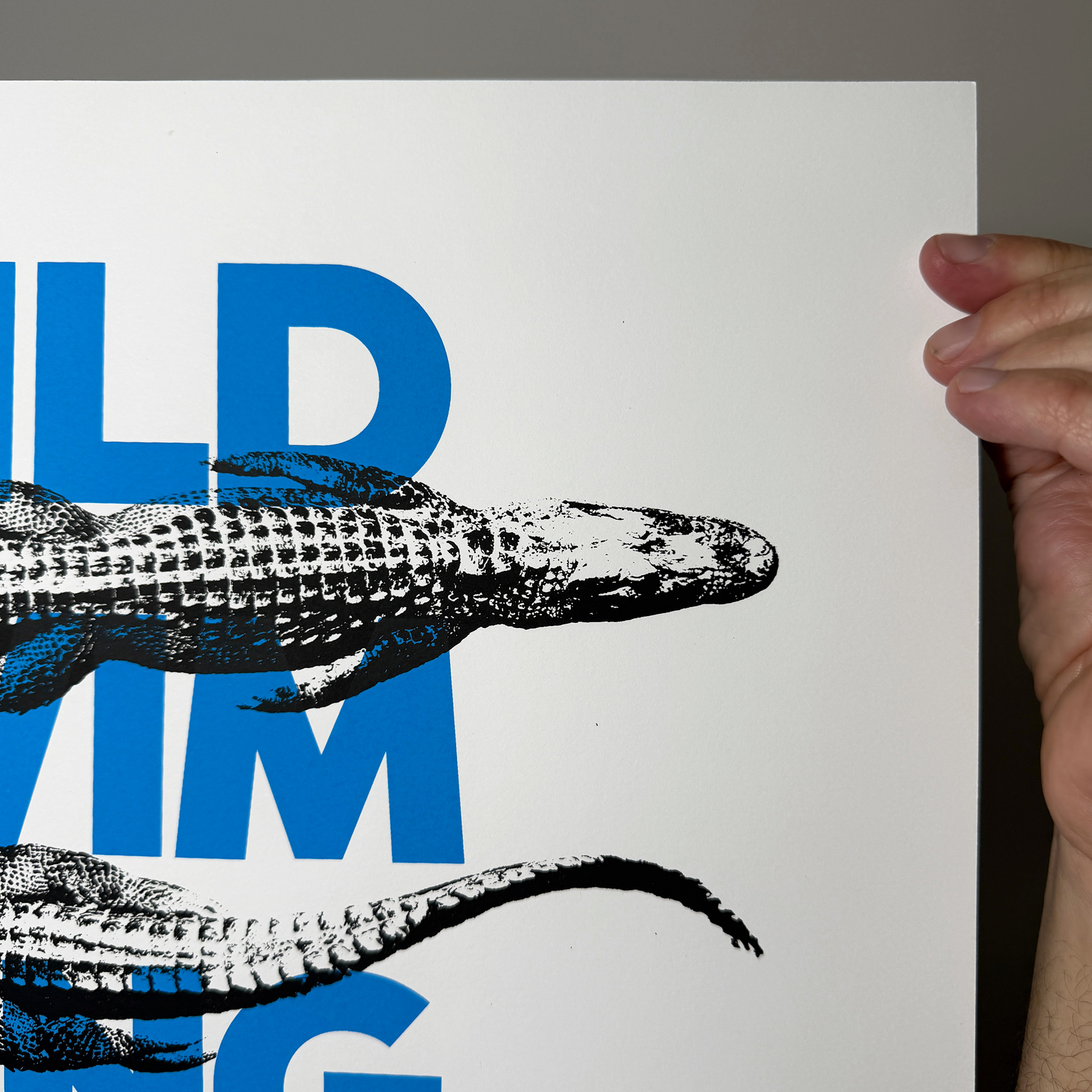 Screen Printed Poster - Wild Swimming_Medium A3 Size - close up top right