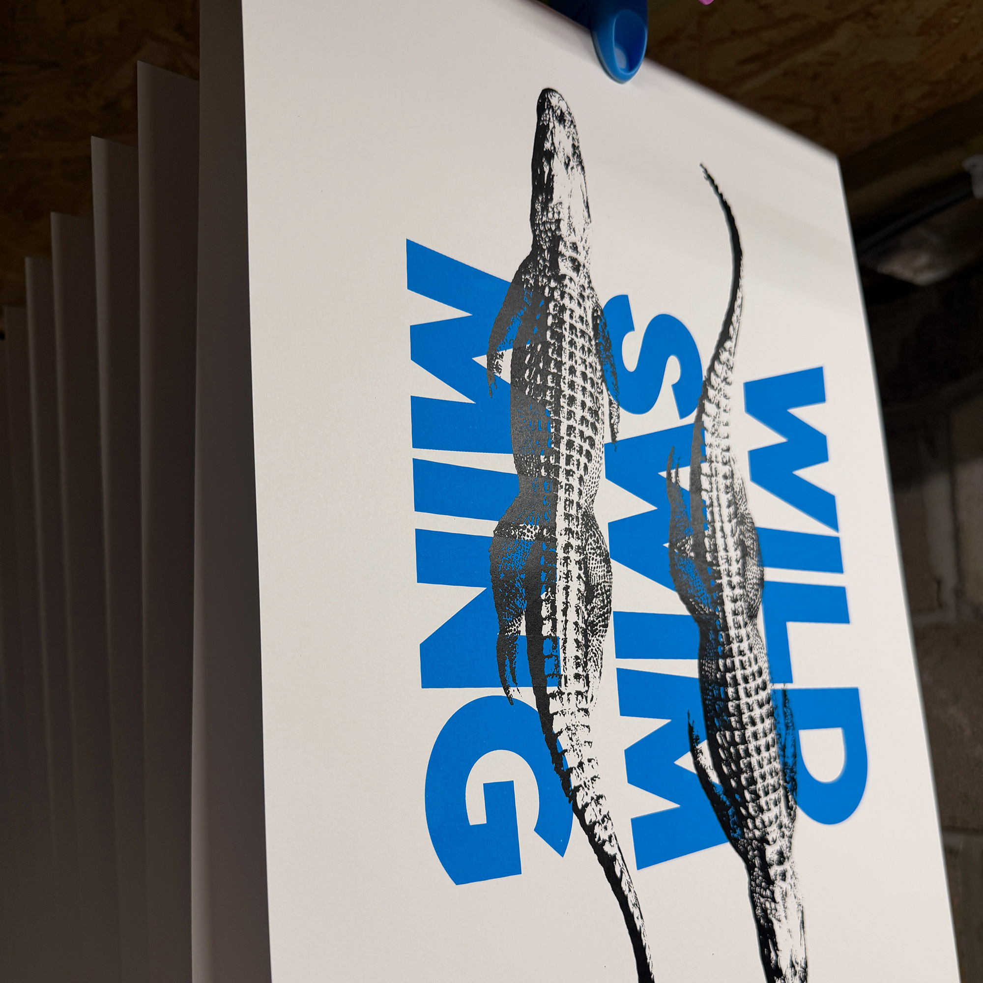 Screen Printed Poster - Wild Swimming_Medium A3 Size - process shot 3