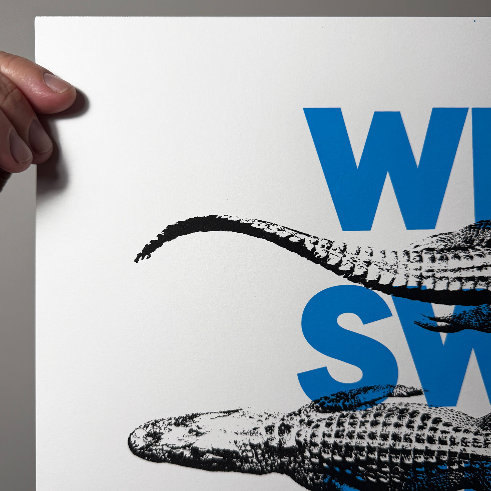 Screen Printed Poster - Wild Swimming_Medium A3 Size - close up top left
