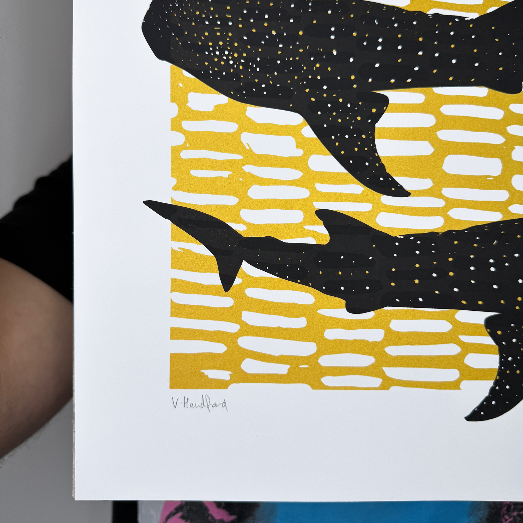 Whale Shark Shiver - Screen Printed Poster_Gold and Black - hand signedlimited edition.
