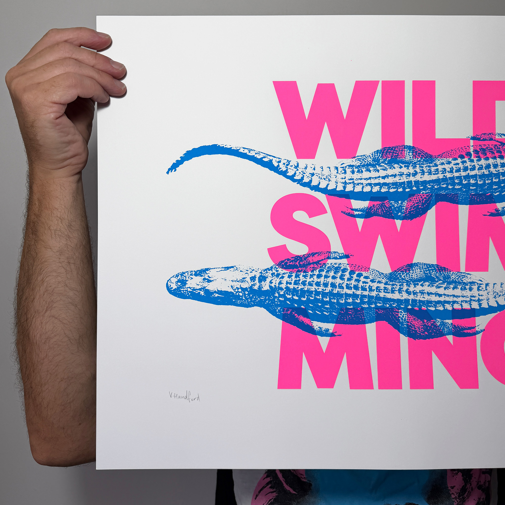 Screen Printed Poster - Wild Swimming_Large A2 Size - close up detail shot left edge