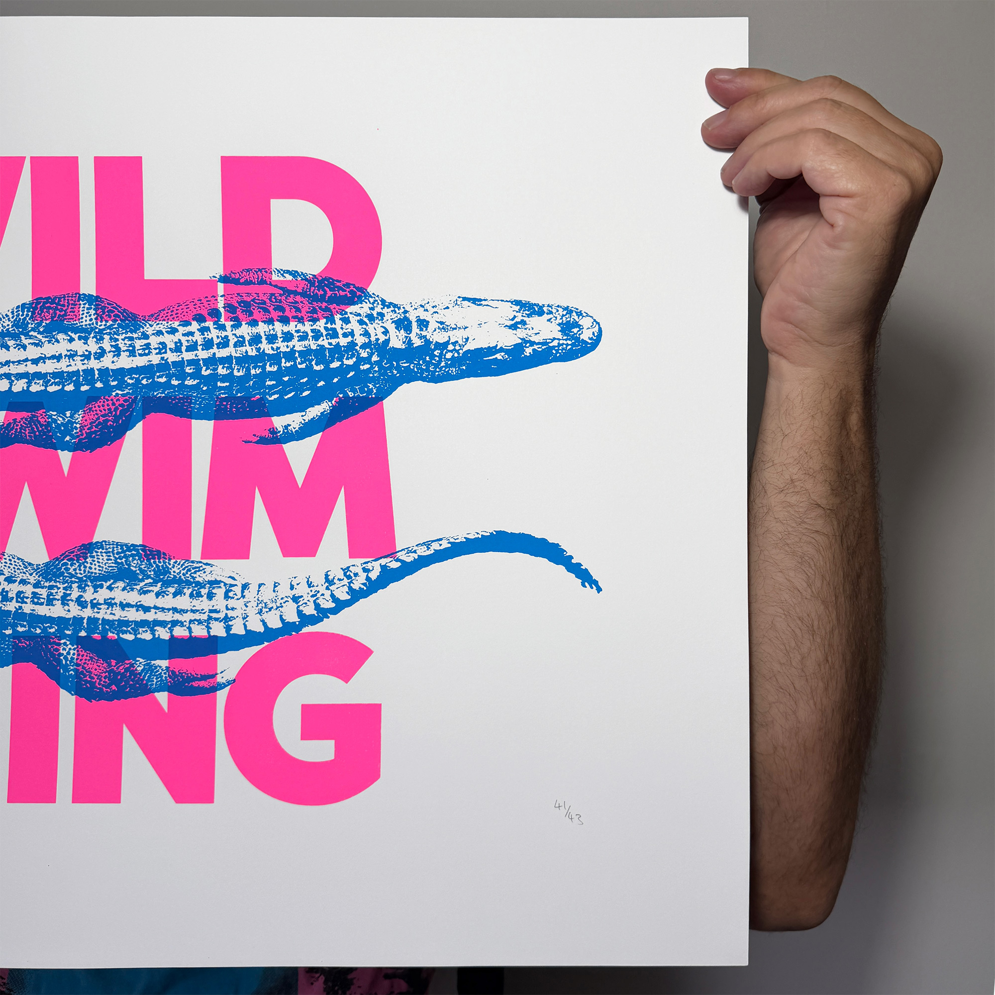 Screen Printed Poster - Wild Swimming_Large A2 Size - close up detail shot right edge