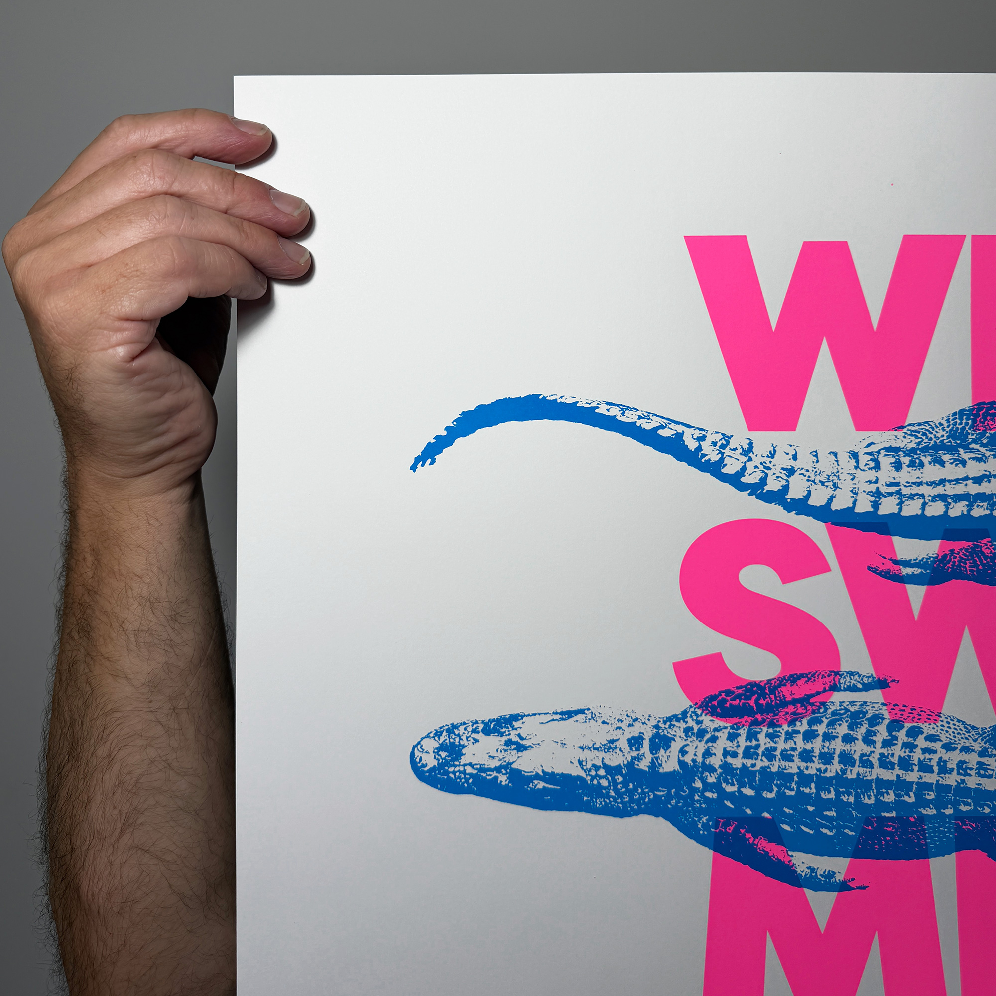 Screen Printed Poster - Wild Swimming_Large A2 Size - close up detail shot top left