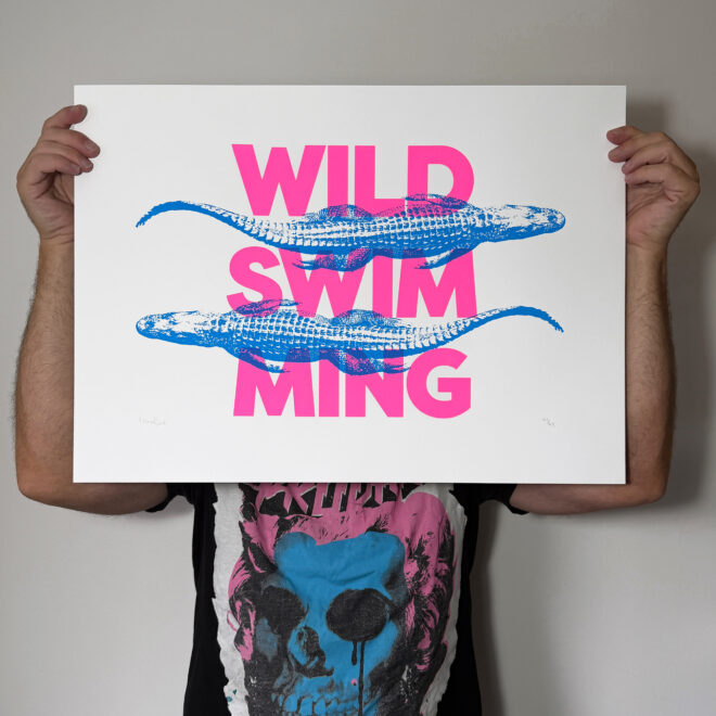 Screen Printed Poster - Wild Swimming_Large A2 Size - scale shot