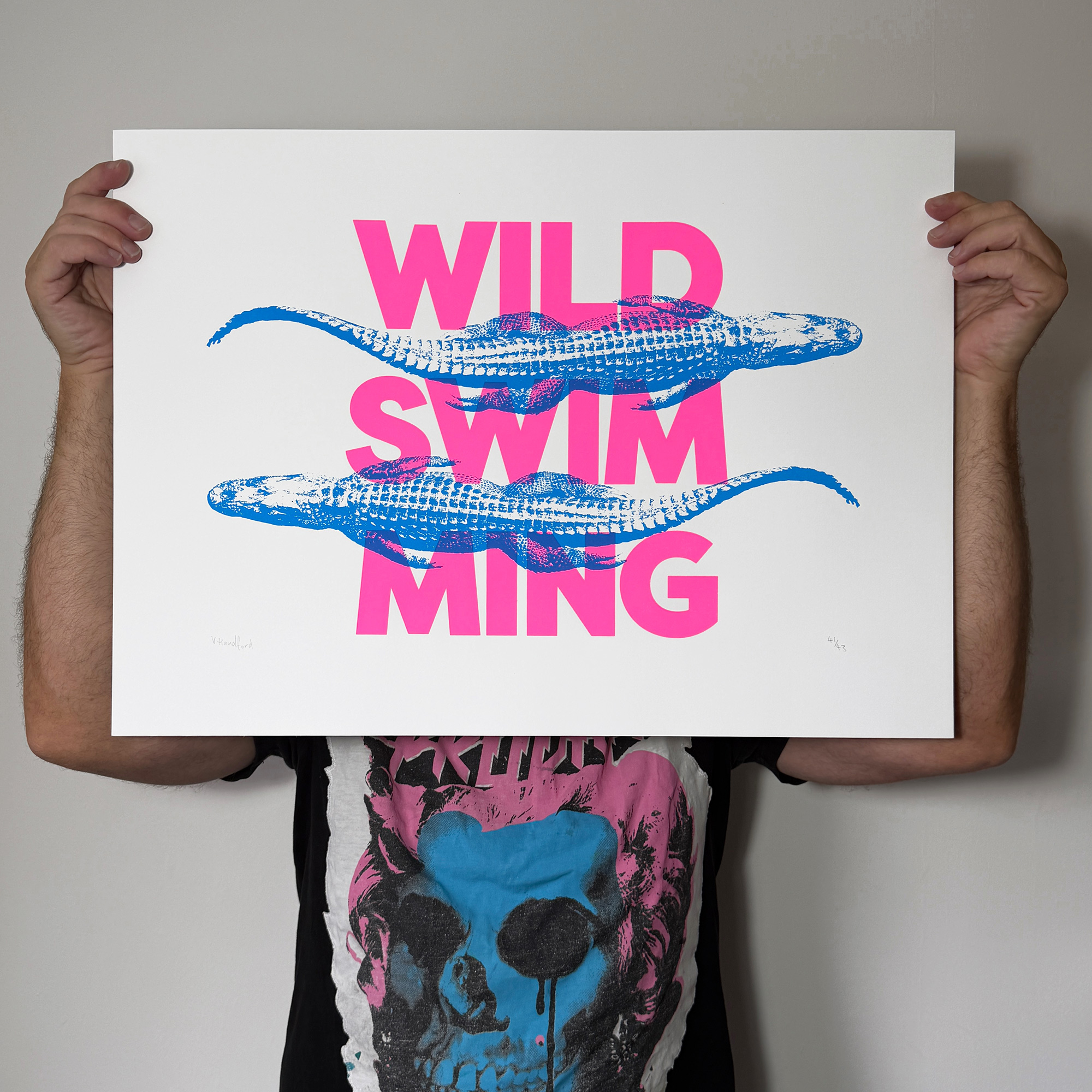 Screen Printed Poster - Wild Swimming_Large A2 Size - scale shot